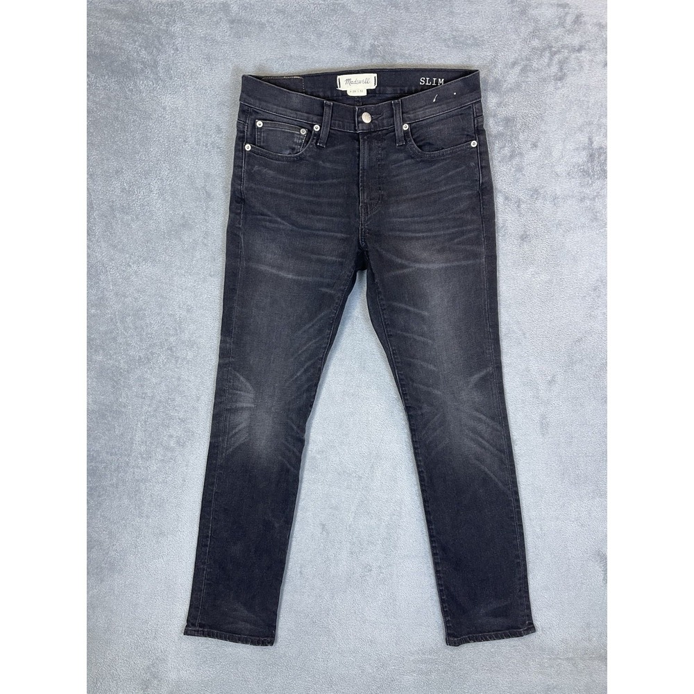 Madewell Mens Jeans 29x32 Black‎ Faded Denim Slim Straight Stretch Preppy